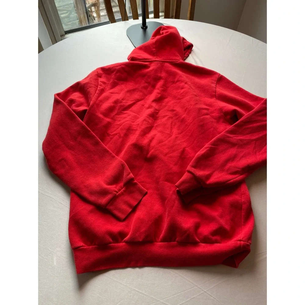 Adidas Mens Essentials Fleece Hoodie Red White Logo Pullover H47018 M